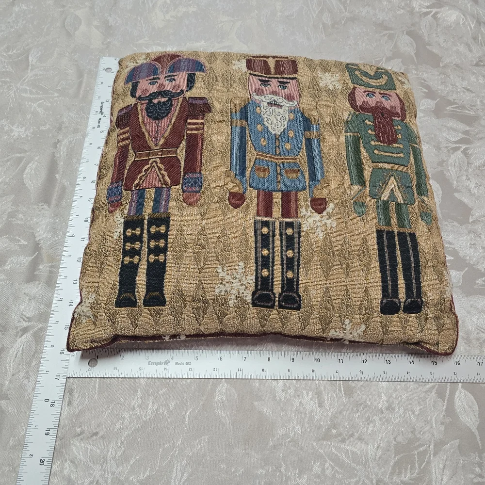 Vintage Nutcracker Holiday Throw Pillow Christmas Tapestry Decorative 16X16” Fun